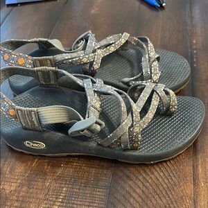 Chaco Gray and Orange Hiking Sandals with Thick Sole
